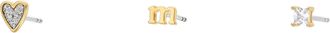 Fossil Womens Initials Gold-Tone Brass Stud Earring Set