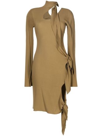 Petar Petrov cut-out details tied dress - Brown