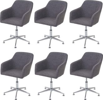 Hhg Hhg - Nunca Usado] Lote De 6 Sillas De Comedor 834, Silla Giratoria Tumbona, Regulable En Altura, Textil, Gris