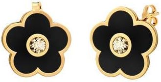 Gabi Rielle Cubic Zirconia & Enamel Flower Stud Earrings in Gold/Black at Nordstrom Rack