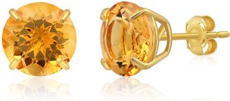 MAX + STONE 14k Yellow or White Gold 9mm Round Large Gemstone Stud Earrings