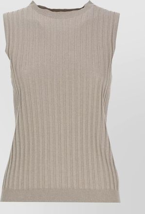 PESERICO ribbed knit sleeveless fitted cotton top