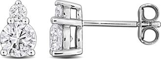 Mimi & Max Created Forever 1ct TW Lab-Grown Diamond Two-Stone Stud Earrings Sterling Silver