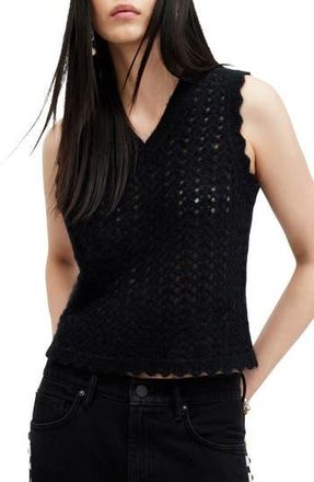 AllSaints Vivian Openwork Sweater Vest in Black at Nordstrom Rack, Size Large