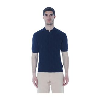 04651/ Polo Shirts, male, Blue, Size: S Polo tennis con lavorazione a rombi
