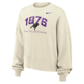 Nike Jordan Womens Jordan College (Prairie View A&M University) Phoenix Fleece Crew-Neck Sweatshirt in White | W33302PVUN25-SAL
