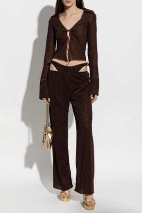 Os&eacute;ree Trousers With Lurex Thread, Womens, Brown