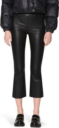 Walter Baker Luisa Leather Crop Flare Leg Pants in Black at Nordstrom Rack, Size Large
