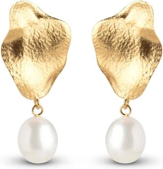 Enamel Copenhagen Enamel Copenhagen, Accessoires, Dames, Geel, ONE Size, Gouden Parel Oorbellen, Elegante Dagelijkse Keuze