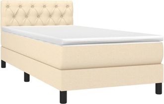 vidaXL Cama Box Spring Con Colch&oacute;n Tela Color Crema 80x200 Cm Vidaxl
