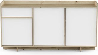 Calicosy Buffet de 3 puertas 1 caj&oacute;n decorado en roble real y blanco l157,4 cm