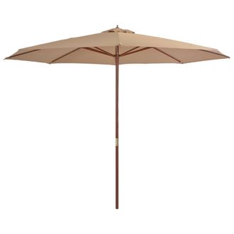 vidaXL Sombrilla De Jard&iacute;n Con Palo De Madera 350 Cm Gris Topo Vidaxl