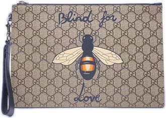 Gucci Beige Coated Canvas Leather Clutch Bag Pouch (Pre-Owned)