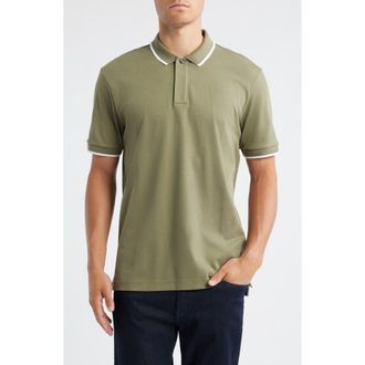 BOSS Parlay Tipped Cotton Polo in Medium Green at Nordstrom Rack, Size Large