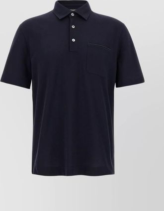 Ermenegildo Zegna ribbed collar polo shirt with chest pocket