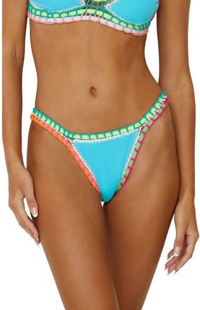PQ Swim Colorful Whipstitch Trim Bikini Bottoms in Pacific Blue at Nordstrom