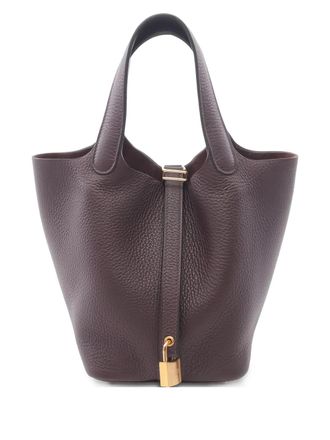 Herm&egrave;s 2022 PM Picotin Lock Clemence tote bag - women - Bos Taurus - One Size - Red