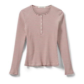 Sofie Schnoor Rood Gestreept Langemouw T-Shirt - Dames - Blouses - Rood - M - Katoen - Overhemden
