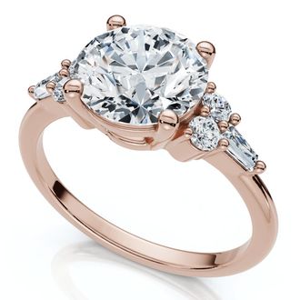 Pompeii3 Certified 2 1/10Ct Diamond Baguette Engagement Ring 14k Gold or Pt Lab Grown