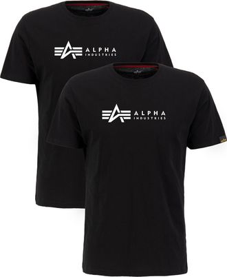 Alpha Industries T-Shirt ALPHA INDUSTRIES Alpha Label T-Shirt 2 Pack, Herren, Gr. 5XL, schwarz, Shell: 100% Cotton, Shirts T-Shirt