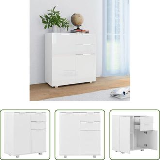 vidaXL Credenza lucida - Credenza con Finitura Lucida Bianca 71x35x80 cm in Truciolato