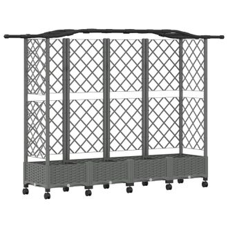 vidaXL Letto Rialzato Con Griglia E Tetto Grigio Chiaro Pp Vidaxl