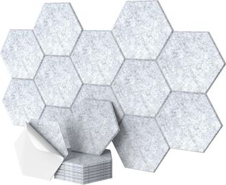 Relaxdays Placas Ac&uacute;sticas Relaxdays, 36 Unidades, Autoadhesivas, Hexagonales, 30 X 26 Cm, Reducci&oacute;n De Ruido, Decoraci&oacute;n Gaming