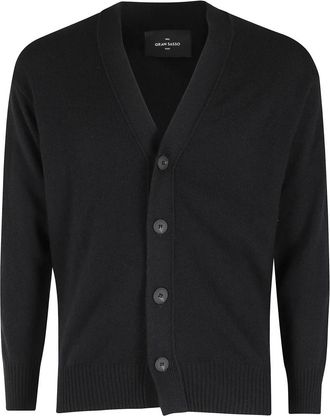 Gran Sasso Super Geelong Cardigan - Heren - Vesten - Zwart - L - Wol - Truien & Vesten