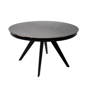 Koketto Home Mesa redonda extensible patas negras y tapa porcel&aacute;nica gris