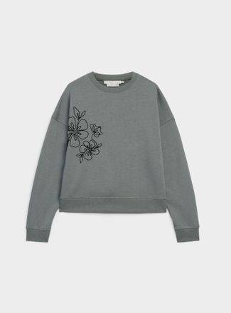 Contemporaine Womens Embroidered embossed-pattern boxy-fit sweatshirt