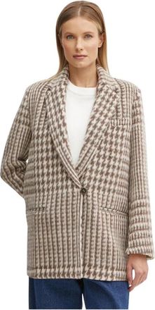 Forte_Forte Visgraat Blazer - Dames - Blazers - Bruin - S - Wol - Jassen