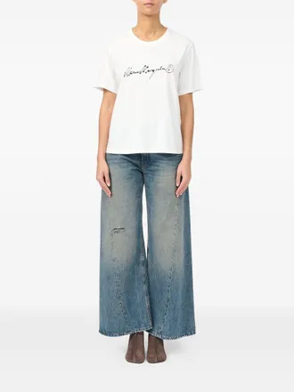 Maison Margiela Logo-Printed Cotton T-Shirt - White
