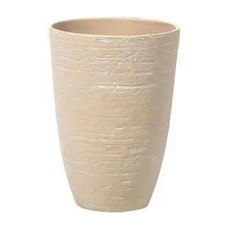 Beliani Maceta De Mezcla De Piedra Beige Arena 35 Cm Interior Exterior Camia