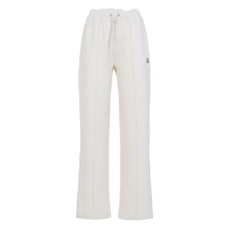 Moncler Wide Leg Cotton Trainingsbroeken - Dames - Sweatpants - Wit - XS - Katoen - Broeken