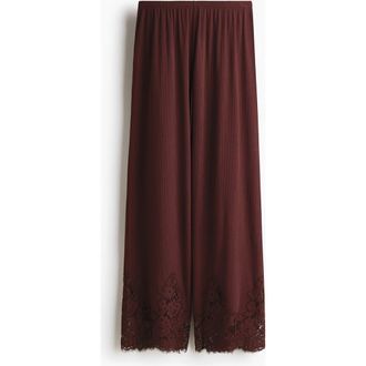H&M Lace-trimmed Pyjama Bottoms in Rust Brown at Nordstrom, Size X-Large