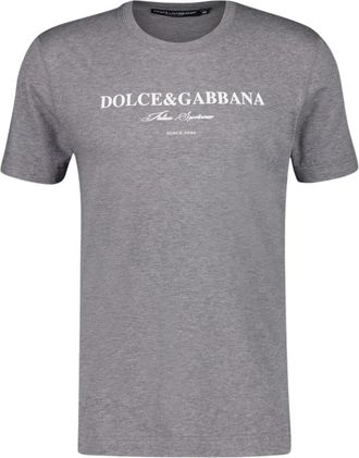 Dolce & Gabbana T-Shirt met Logo Print - Heren - T-shirts - Grijs - XL - Katoen - Tops