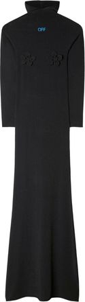 Off-white floral-appliqué hooded dress - women - Polyester/Viscose - 38 - Black