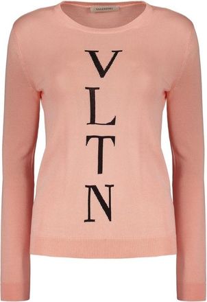 Valentino WomenS Pink Cotton Crewneck Sweater, Size 40