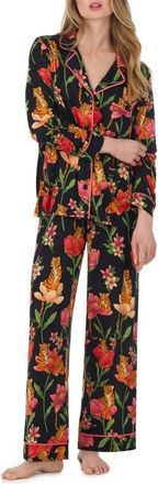 Room Service PJs Print Pajamas in Black Garden Floral at Nordstrom, Size X-Large