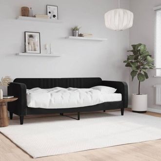 vidaXL Sof&aacute; Cama Con Colch&oacute;n Terciopelo Negro 80x200 Cm Vidaxl