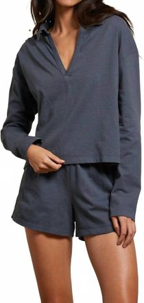 perfectwhitetee Womens Alison Tenessee Jersey Collared Shirt In Night