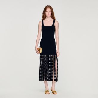 Sandro Fringed knit maxi dress