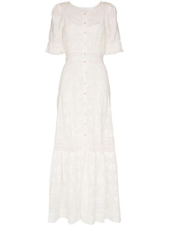 LoveShackFancy Minka embroidered cotton maxi dress - White