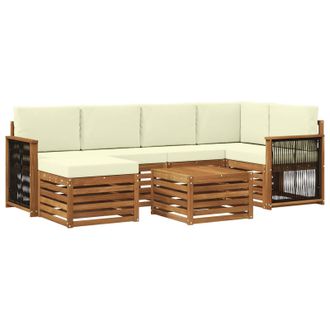 vidaXL Conjunto De Sof&aacute; Seccional Con Coj&iacute;n 6 Pcs Natural Y Crema Vidaxl
