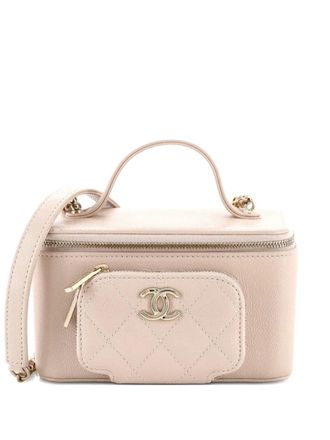 Chanel Business Affinity Top Handle Vanity Case with Chain Quilted Caviar Small satchel - Toni neutri
