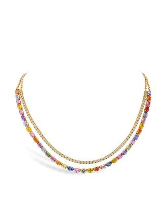 Pragnell Collana Fancy in oro rosa 18kt con diamanti e zaffiri
