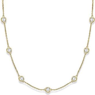 Allurez Natural Diamond Station Necklace Bezel-Set 14k in Yellow Gold at Nordstrom, Size 18
