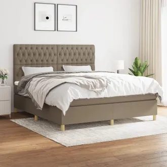 vidaXL Cama Box Spring Con Colch&oacute;n Tela Gris Taupe 180x200 Cm Vidaxl