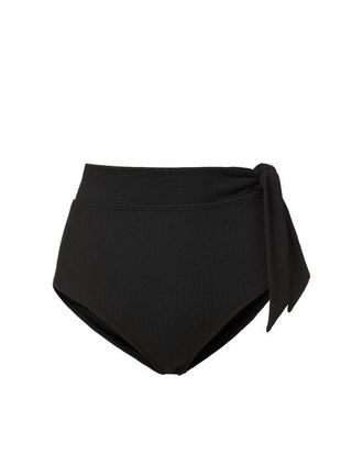 Change of Scenery Side Tie High Waist Bikini Bottom with Full Coverage in Black Texture at Nordstrom, Size X-Small