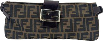 Fendi Fendi Brown Cotton Baguette Shoulder Bag (Authentic Pre-Loved)
